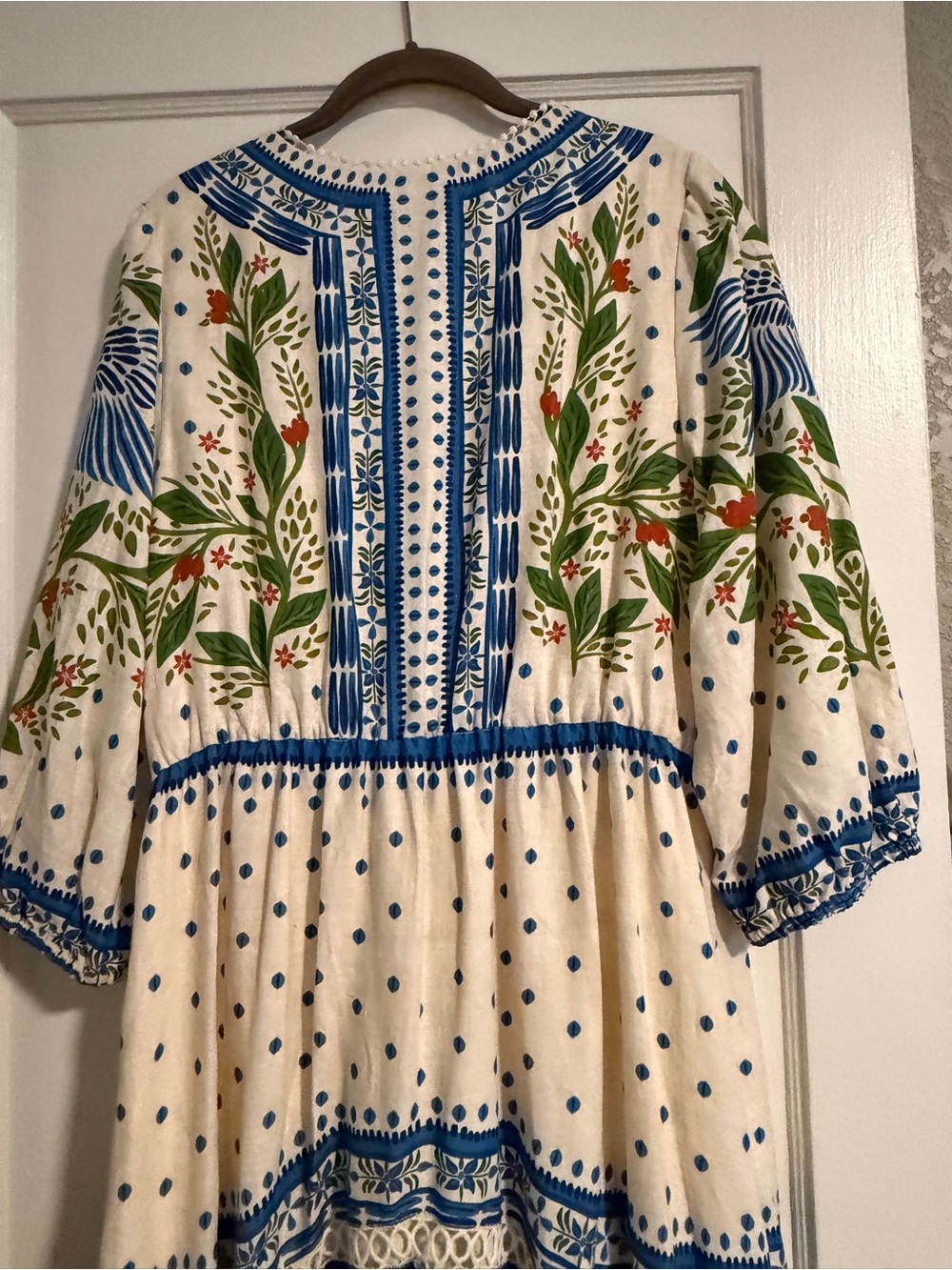 FARM Rio Cream Midi Dress with Blue & Green Botanical Print - Picture 9 of 15